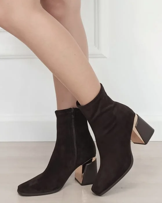 Botine dama maro cu toc gros 2908A 19