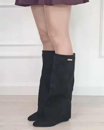 Cizme lungi negre cu toc 9623A-1 19