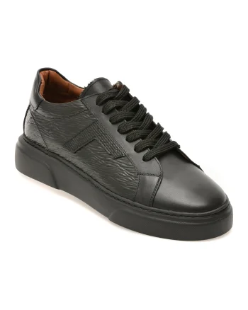 Pantofi sport LOST negri, LST101, din piele naturala