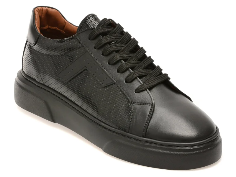 Pantofi sport LOST negri, LST102, din piele naturala