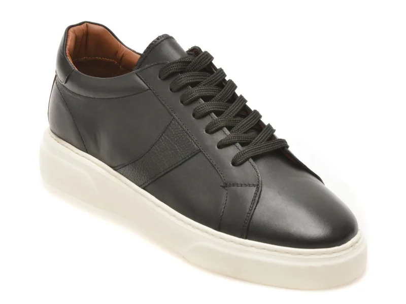 Pantofi sport LOST negri, LST103, din piele naturala