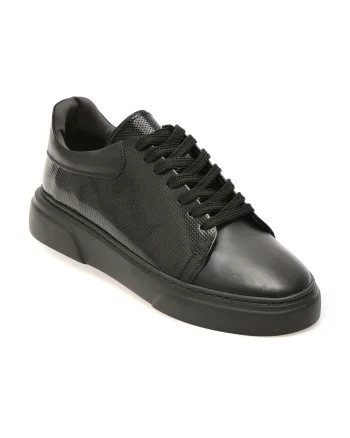 Pantofi sport LOST negri, LST111, din piele naturala