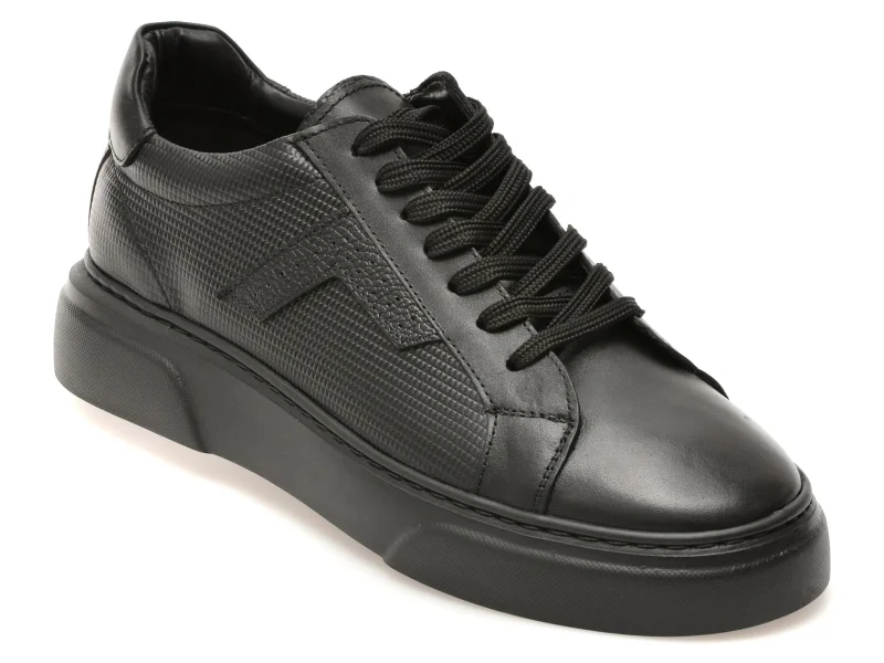 Pantofi sport LOST negri, LST117, din piele naturala