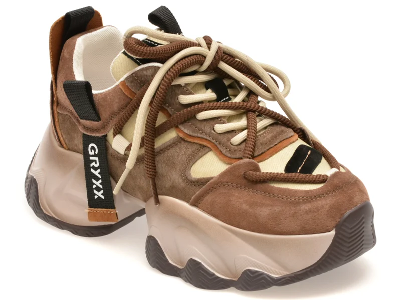 Pantofi sport GRYXX maro, 3281CC, din piele naturala