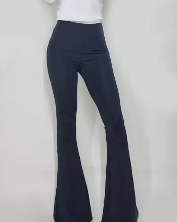 Pantaloni evazati Cristina, cu talie inalta, negru