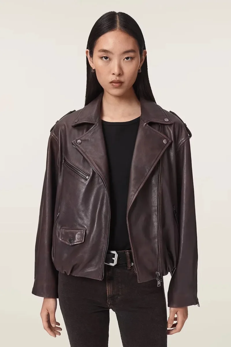 AllSaints  jachetă scurtă pentru femei din piele SAMINA