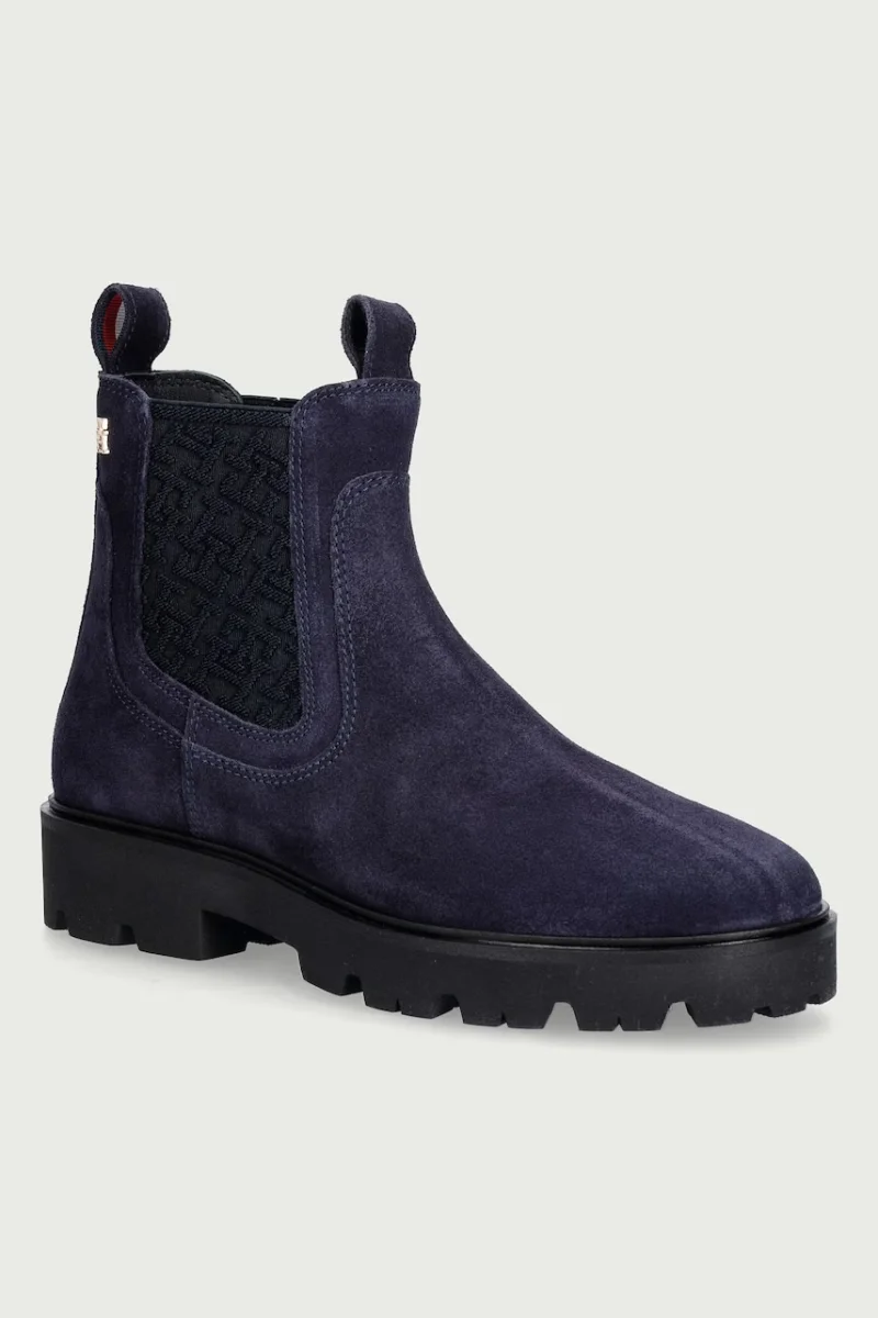 Tommy Hilfiger  ghete scurte pentru femei din piele întoarsă TH MONOGRAM SUEDE CHELSEA BOOT