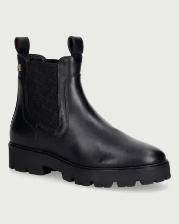 Tommy Hilfiger  ghete scurte pentru femei din piele TH MONOGRAM LEATHER CHELSEA BOOT