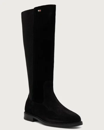 Tommy Hilfiger  cizme pentru femei din piele întoarsă ENAMEL FLAG SUEDE HIGH CHELSEA