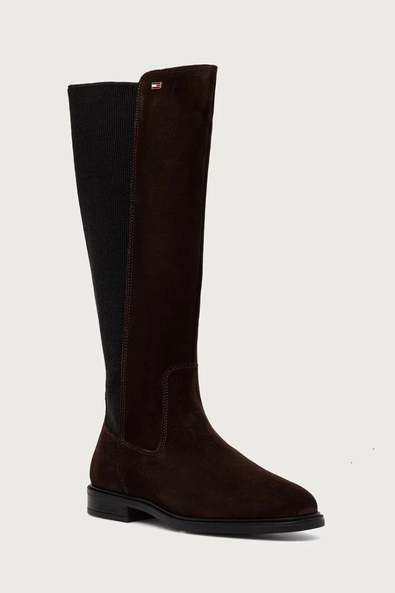 Tommy Hilfiger  cizme pentru femei din piele întoarsă ENAMEL FLAG SUEDE HIGH CHELSEA