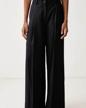 ViCOLO  pantaloni wide leg pentru femei cu amestec de lână