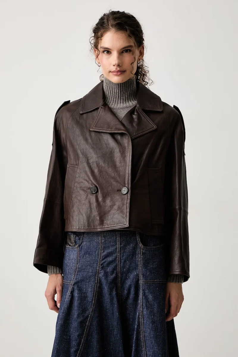 Weekend Max Mara  trenci scurt pentru femei din piele WKDFELINO