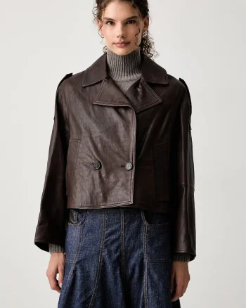 Weekend Max Mara  trenci scurt pentru femei din piele WKDFELINO