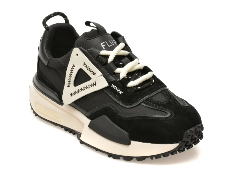 Pantofi sport FLAVIA PASSINI negri, 60017, din material textil si piele naturala