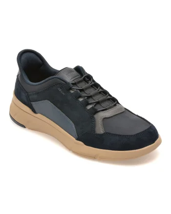 Pantofi sport GEOX bleumarin, U659KA, din piele naturala si material textil