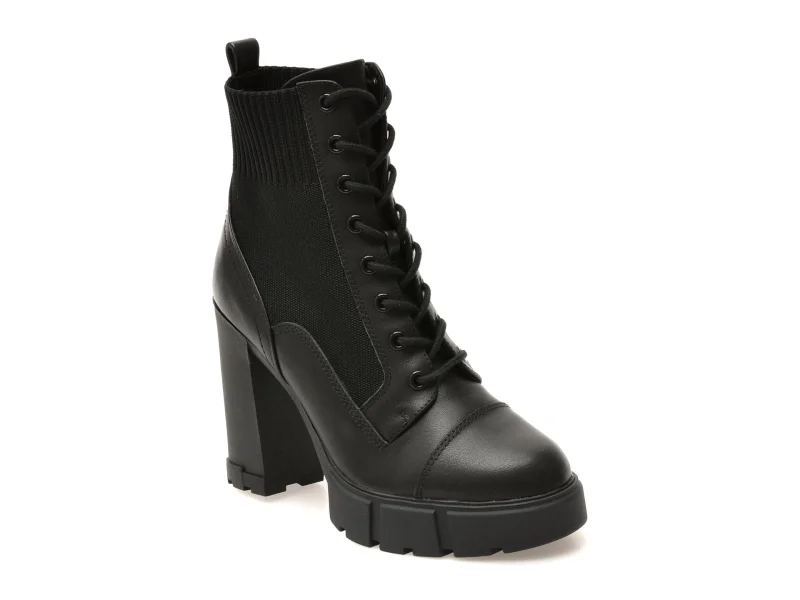 Ghete ALDO negre, REBEL 001, din piele naturala si material textil
