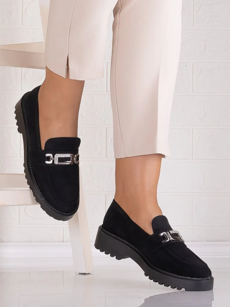 Pantofi dama casual Negri din Piele Ecologica Intoarsa Morgana