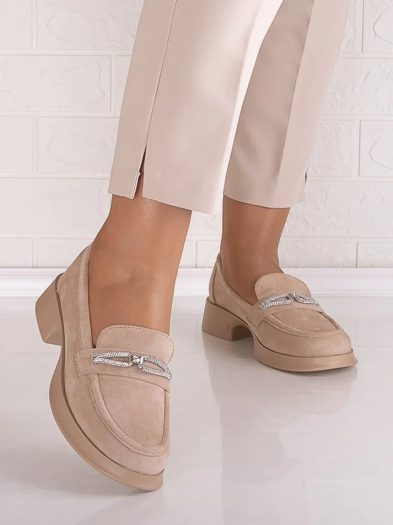 Pantofi dama casual Bej din Piele Ecologica Intoarsa Warifa