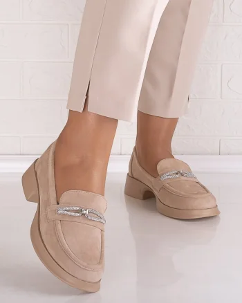Pantofi dama casual Bej din Piele Ecologica Intoarsa Warifa