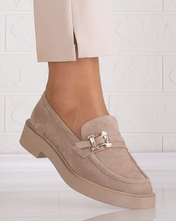 Pantofi dama casual Bej din Piele Ecologica Intoarsa Zawina