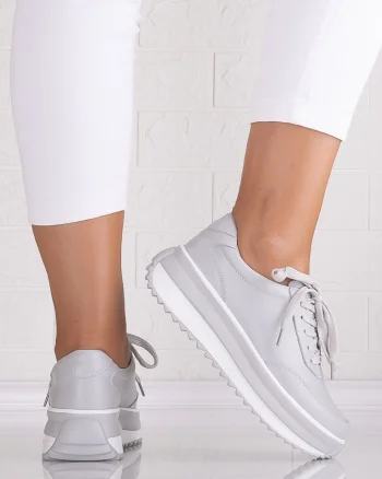 Pantofi dama casual Gri din Piele Naturala Delaia