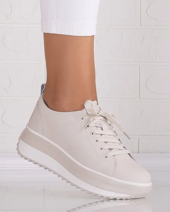 Pantofi dama casual Bej din Piele Naturala Shula