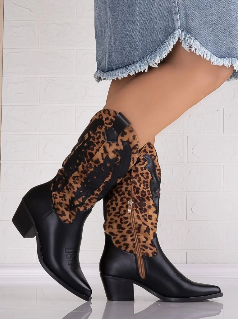 Cizme dama Animal Print din Piele Ecologica Katyana