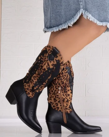 Cizme dama Animal Print din Piele Ecologica Katyana