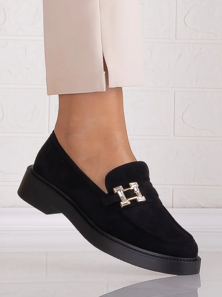 Pantofi dama casual Negri din Piele Ecologica Intoarsa Zawina