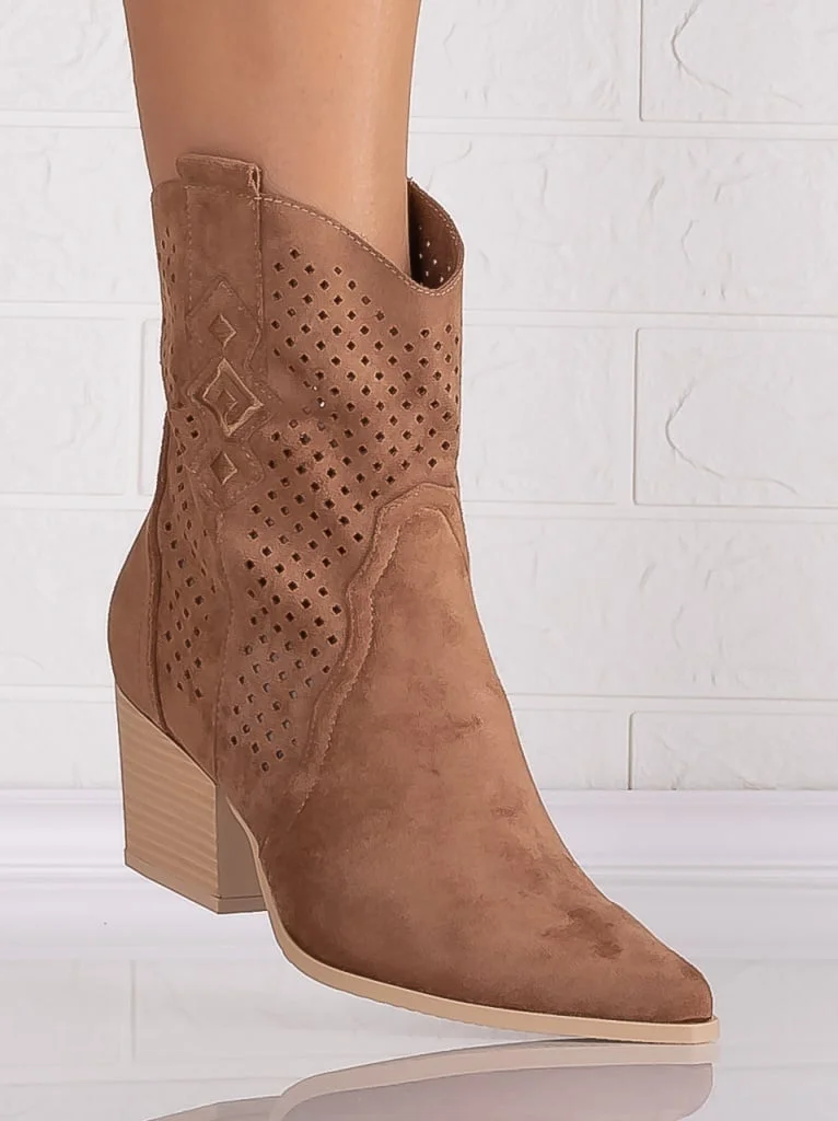 Botine dama Camel din Piele Ecologica Intoarsa Jure