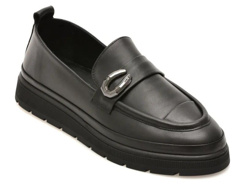 Mocasini IMAGE negri, 1467018, din piele naturala