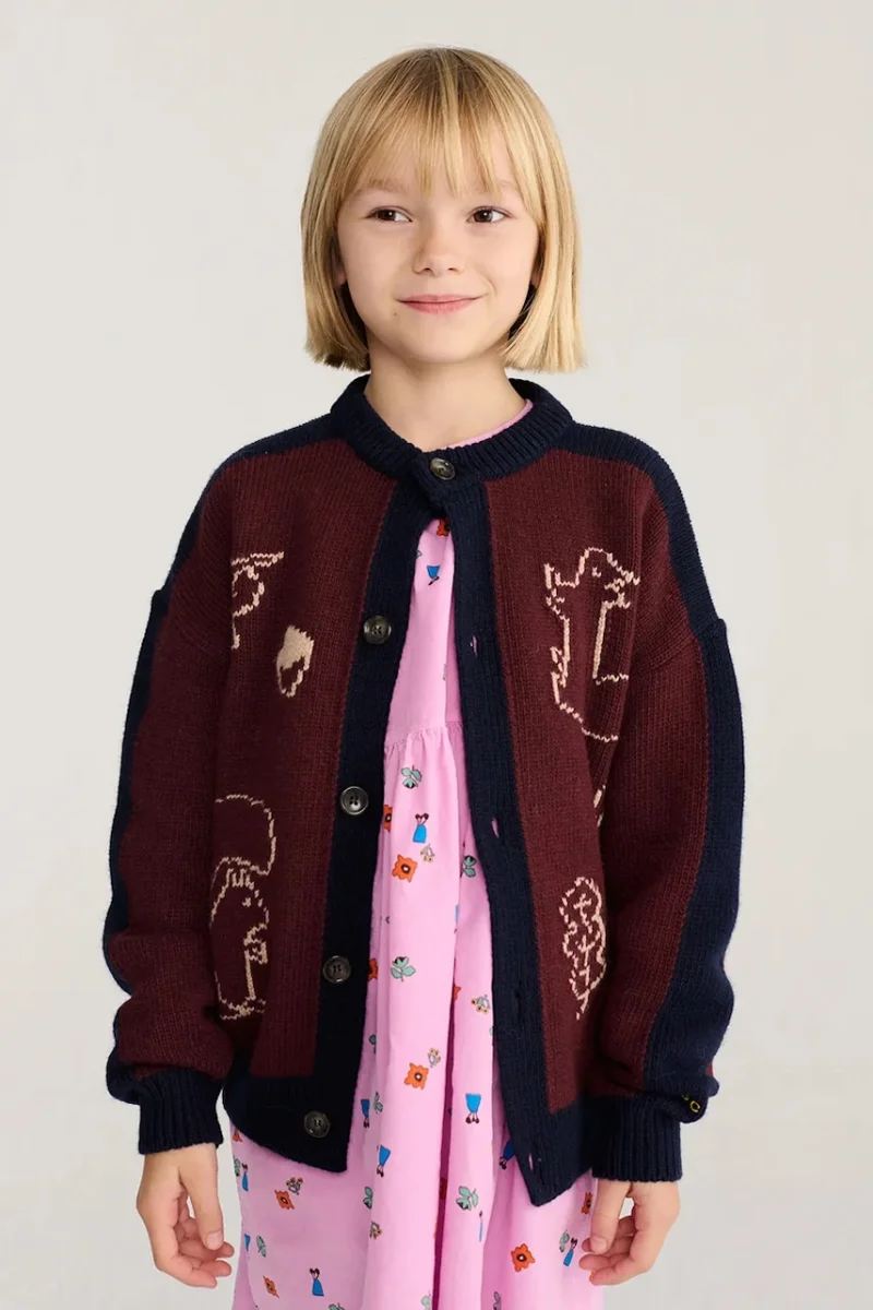Bobo Choses  cardigan pentru copii cu amestec de lână Forest