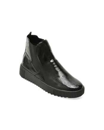 Ghete REMONTE negre, R7994, din piele ecologica lacuita