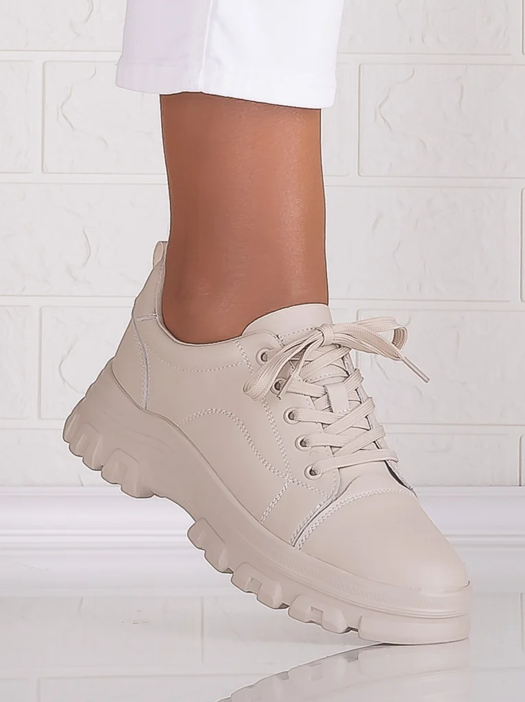 Pantofi dama casual Bej din Piele Naturala Alisma