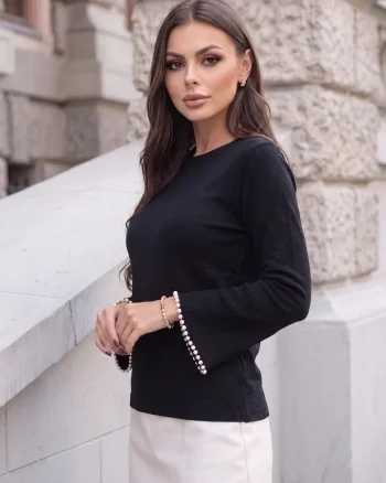 Pulover elegant din tricot fin c...