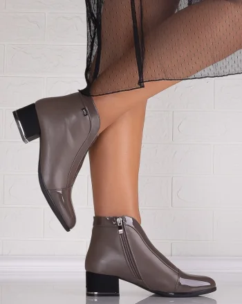 Botine Dama Gri din Piele Ecologica Elia