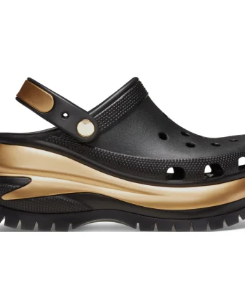 Saboti Crocs Mega Crush Metallic Clog Negru - Black/Gold
