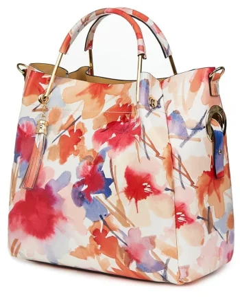 RESIGILAT: Geanta dama din piele naturala Fabiana cu model floral FF4
