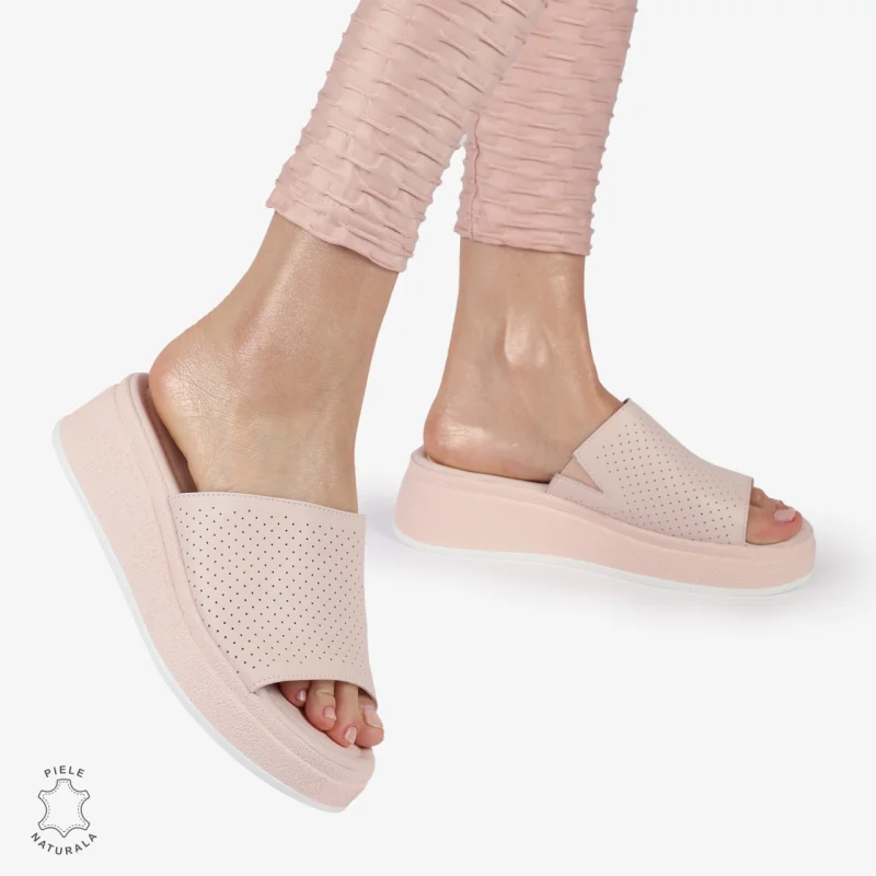 PAPUCI DAMA DIN PIELE NATURALA CRL1425 ROZ