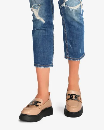 Mocasini dama din Piele Ecologica CRL0564 BEJ