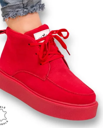 GHETE DAMA din PIELE NATURALA INTOARSA CRL0917 ROSU