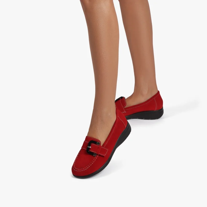 Mocasini dama din Piele Naturala CRL0844 ROSU