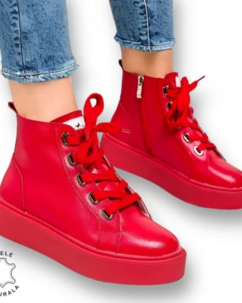 GHETE DAMA din PIELE NATURALA CRL0916 ROSU