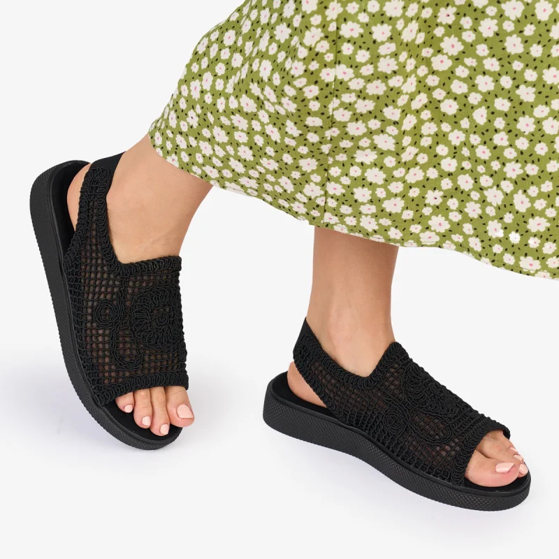 SANDALE dama DIN TEXTIL CU MODEL CRL1017 Culoare: NEGRU