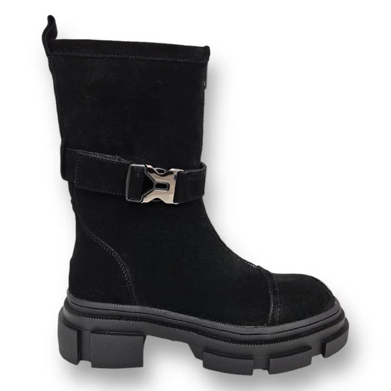 Cizme DAMA din PIELE NATURALA INTOARSA CRL0908 CULOARE: Negru