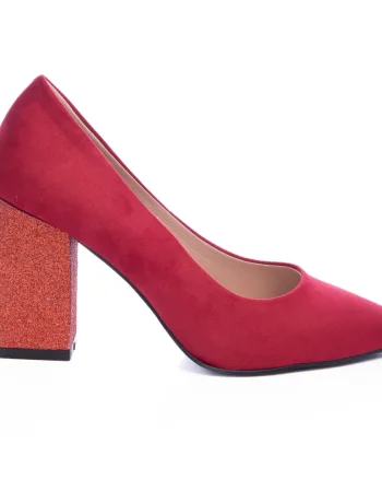 Pantofi Eleganti din Piele Ecologica Intoarsa cu model si toc Gros CRL0727