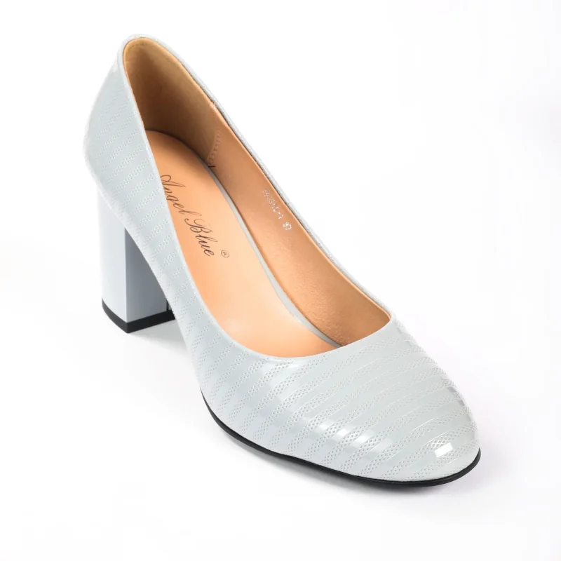 Pantofi Eleganți dama din Piele Ecologică Lăcuită CRL0132 Gri