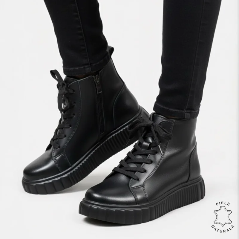 GHETE DAMA din PIELE Naturala cu design contemporan CRL1534NEGRU