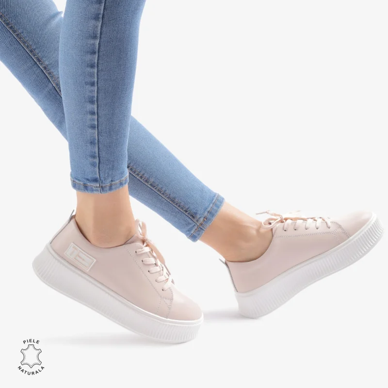 Pantofi Casual dama din Piele Naturala CRL0850 ROZ