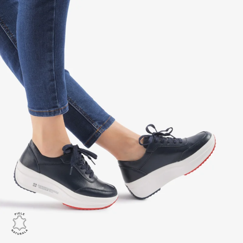 Pantofi casual dama din Piele naturală CRL0058 BLEUMARIN